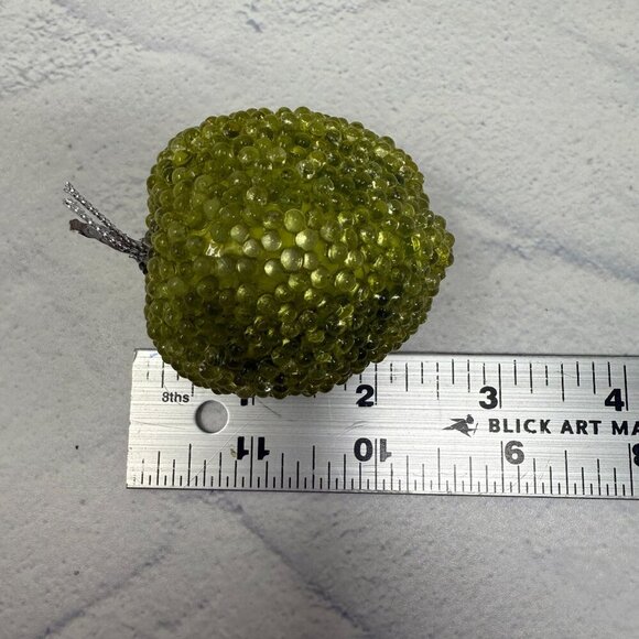 Green Beaded Sugared Apples Set Of 8 Faux Fake Fruit Display Farmhouse Decor - Picture 4 of 4